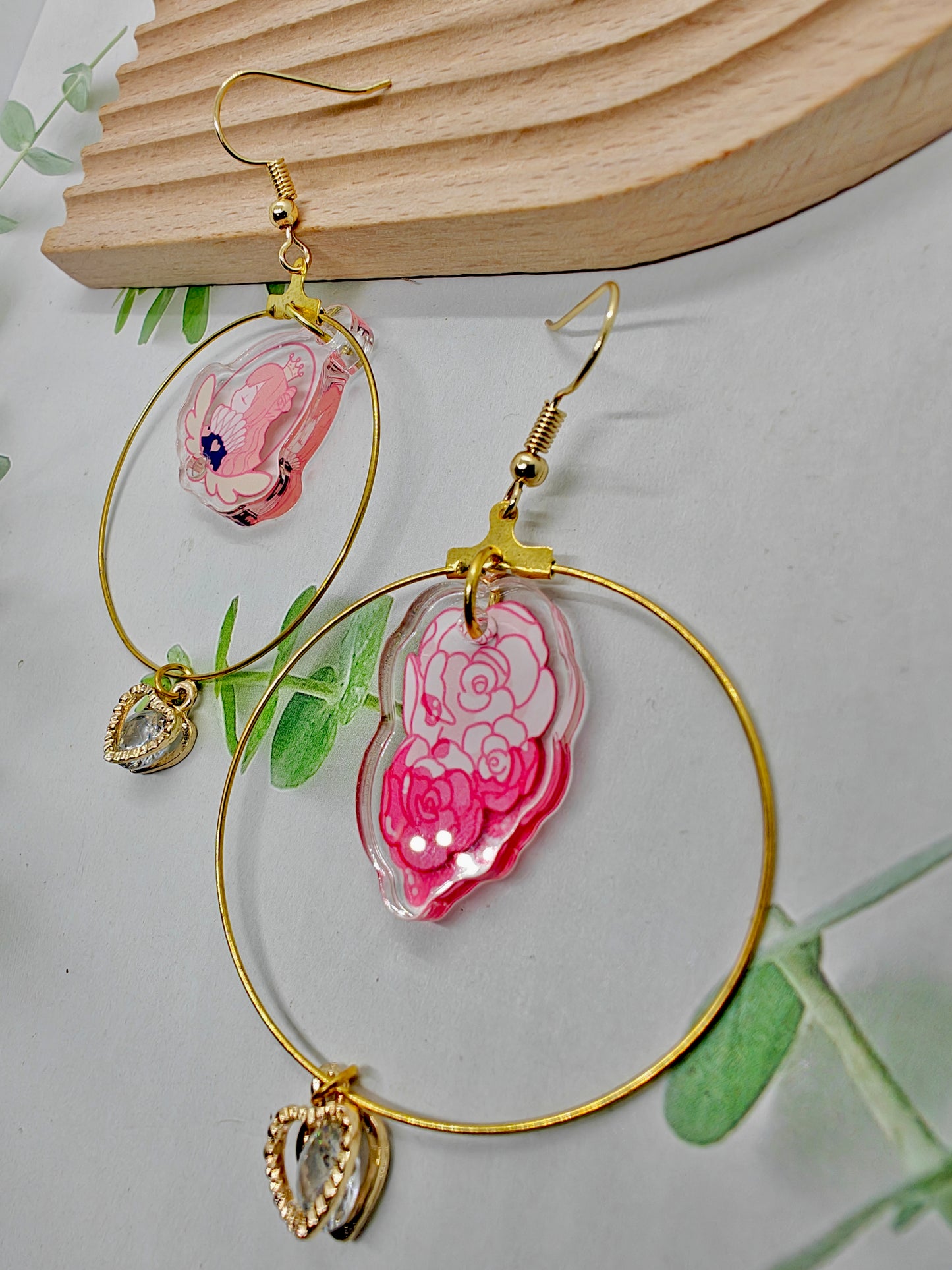 Queen of Hearts Assymetical Hoop Earrings