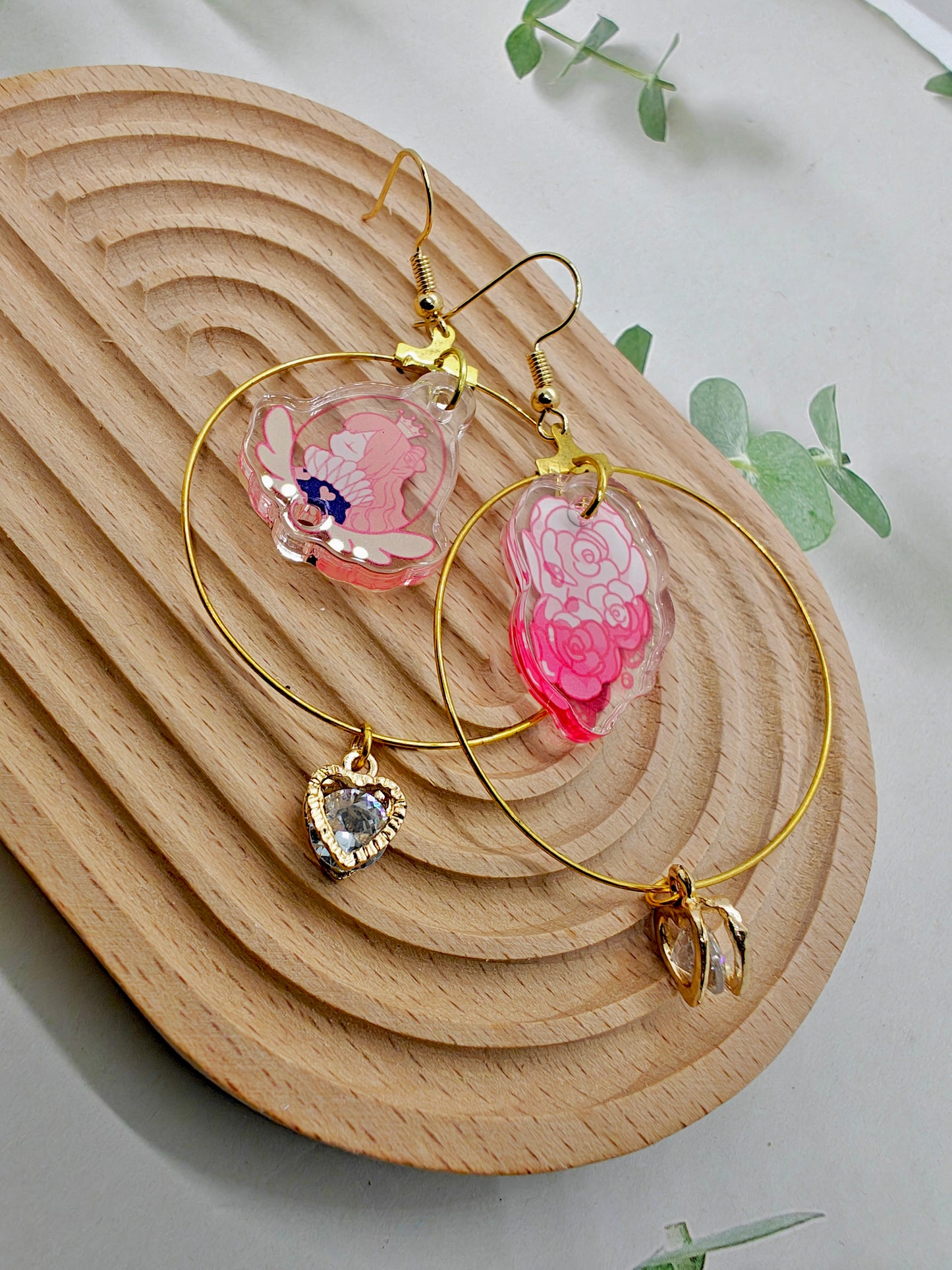 Queen of Hearts Assymetical Hoop Earrings