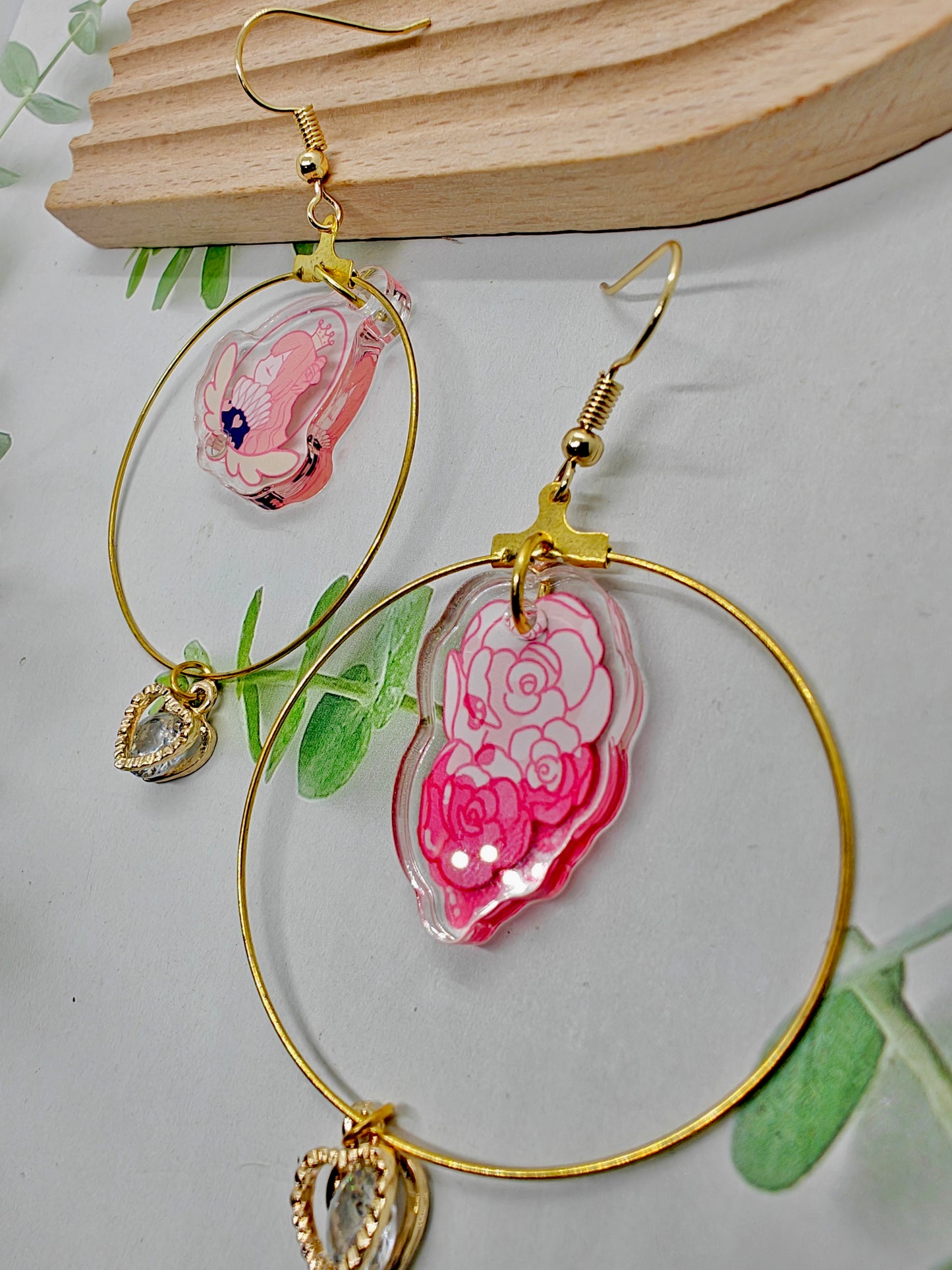 Queen of Hearts Assymetical Hoop Earrings