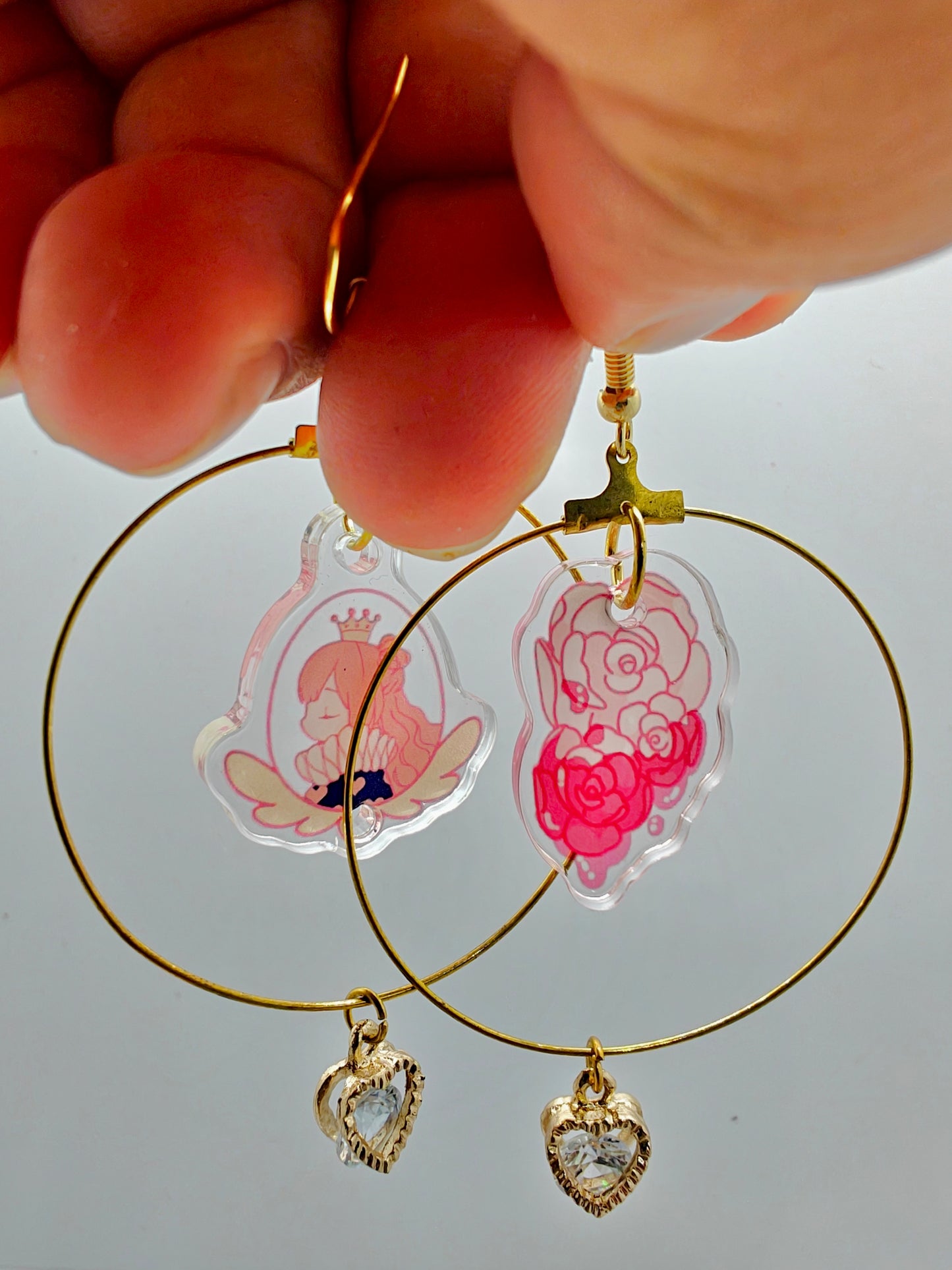 Queen of Hearts Assymetical Hoop Earrings