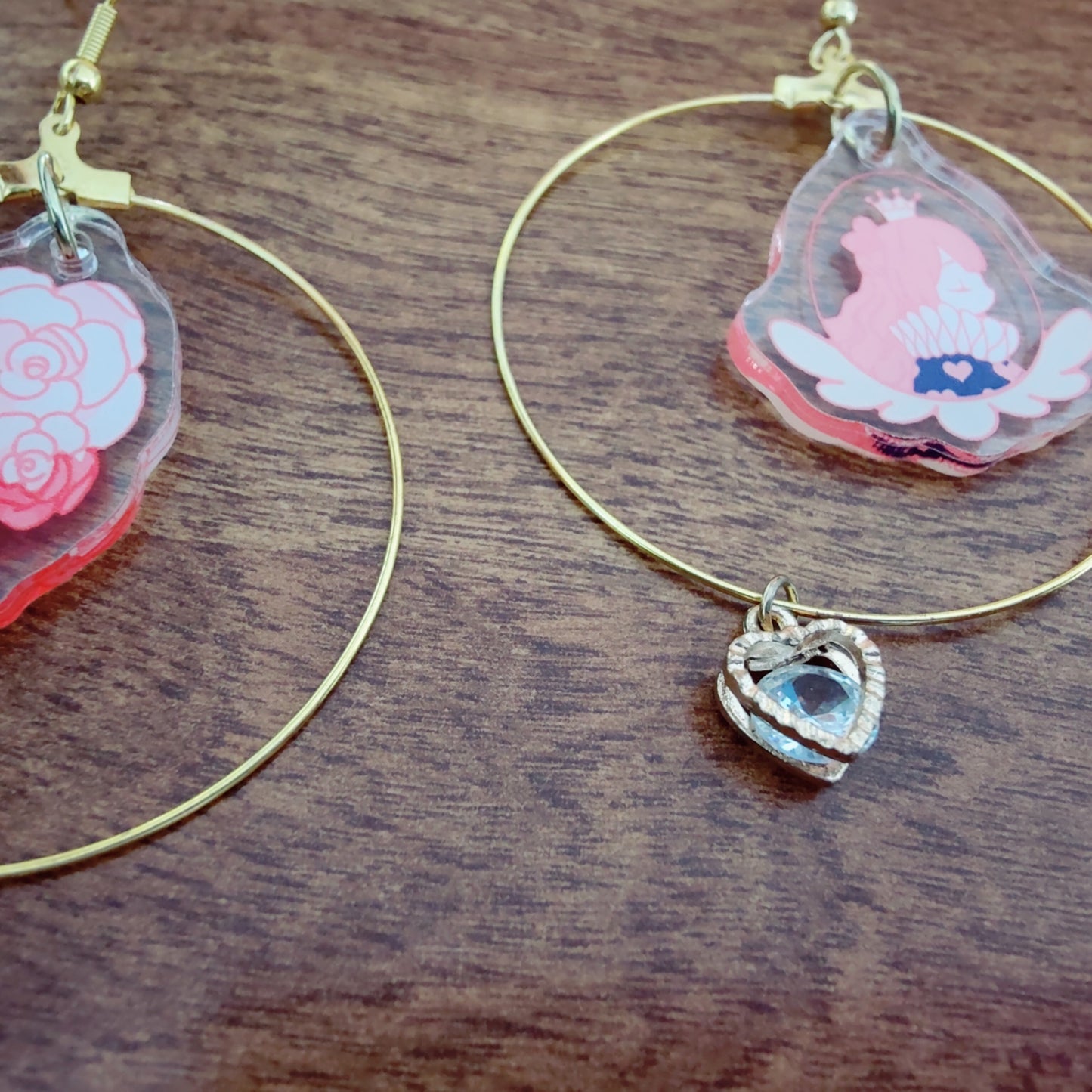Queen of Hearts Assymetical Hoop Earrings