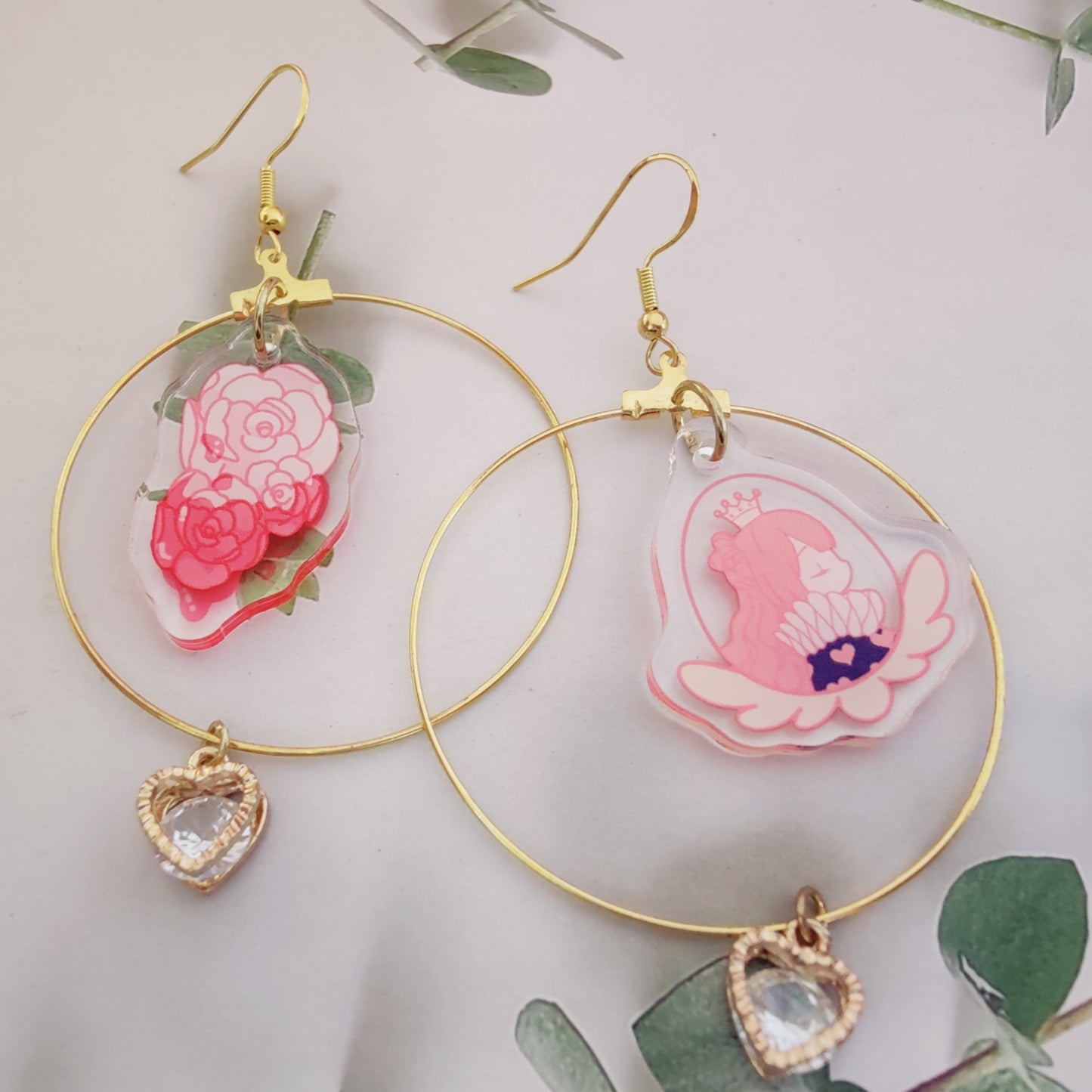 Queen of Hearts Assymetical Hoop Earrings