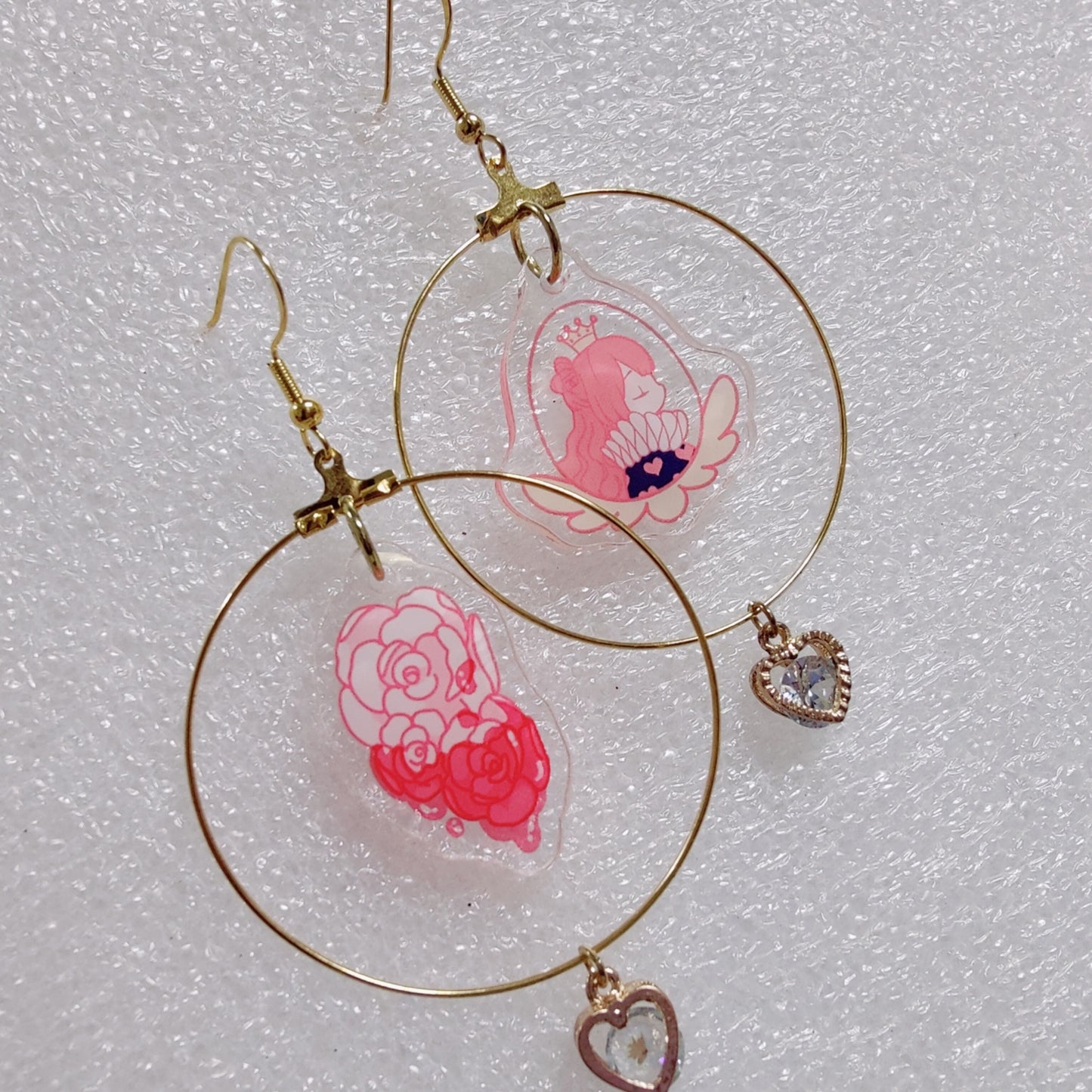 Queen of Hearts Assymetical Hoop Earrings