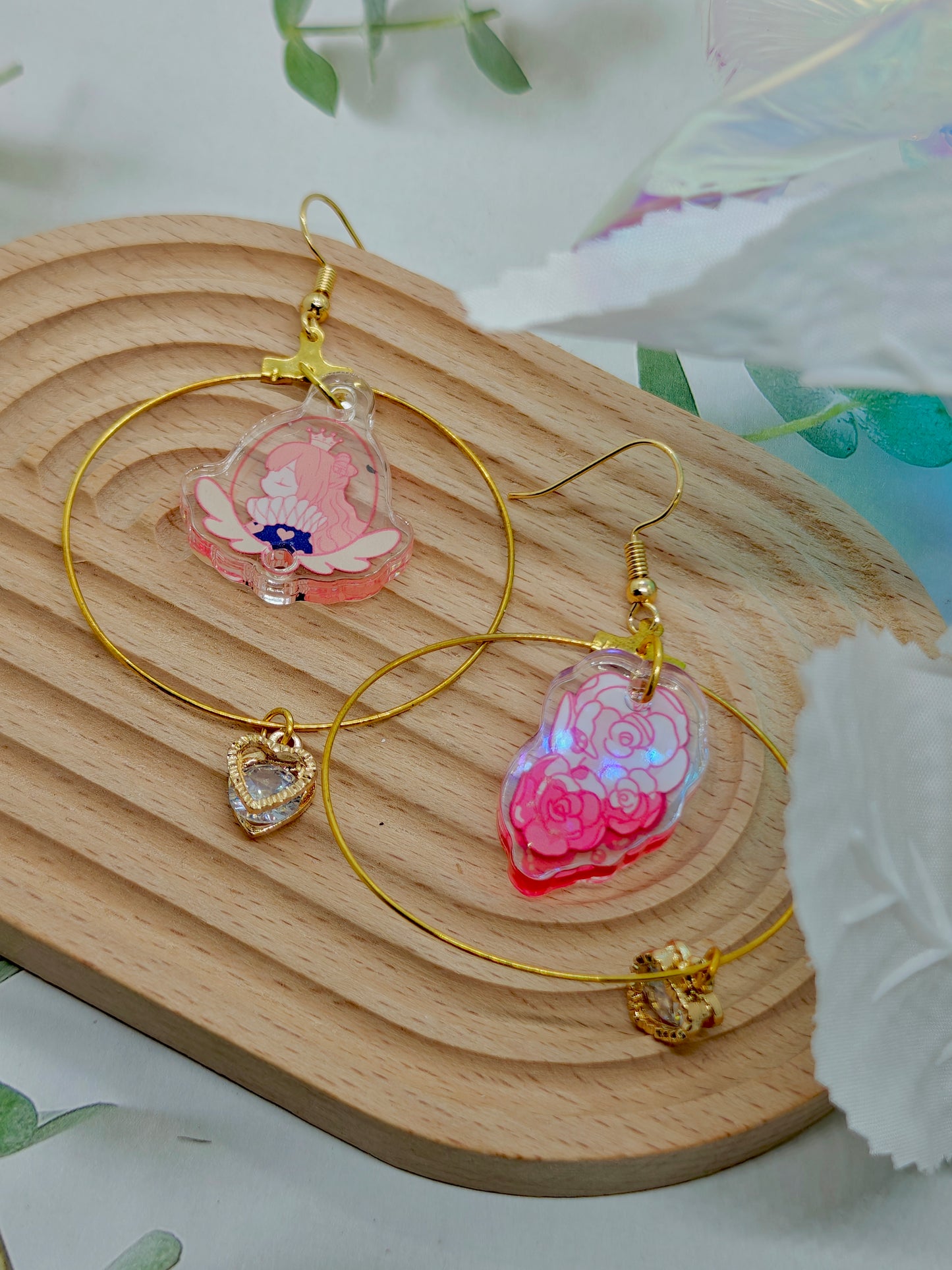 Queen of Hearts Assymetical Hoop Earrings