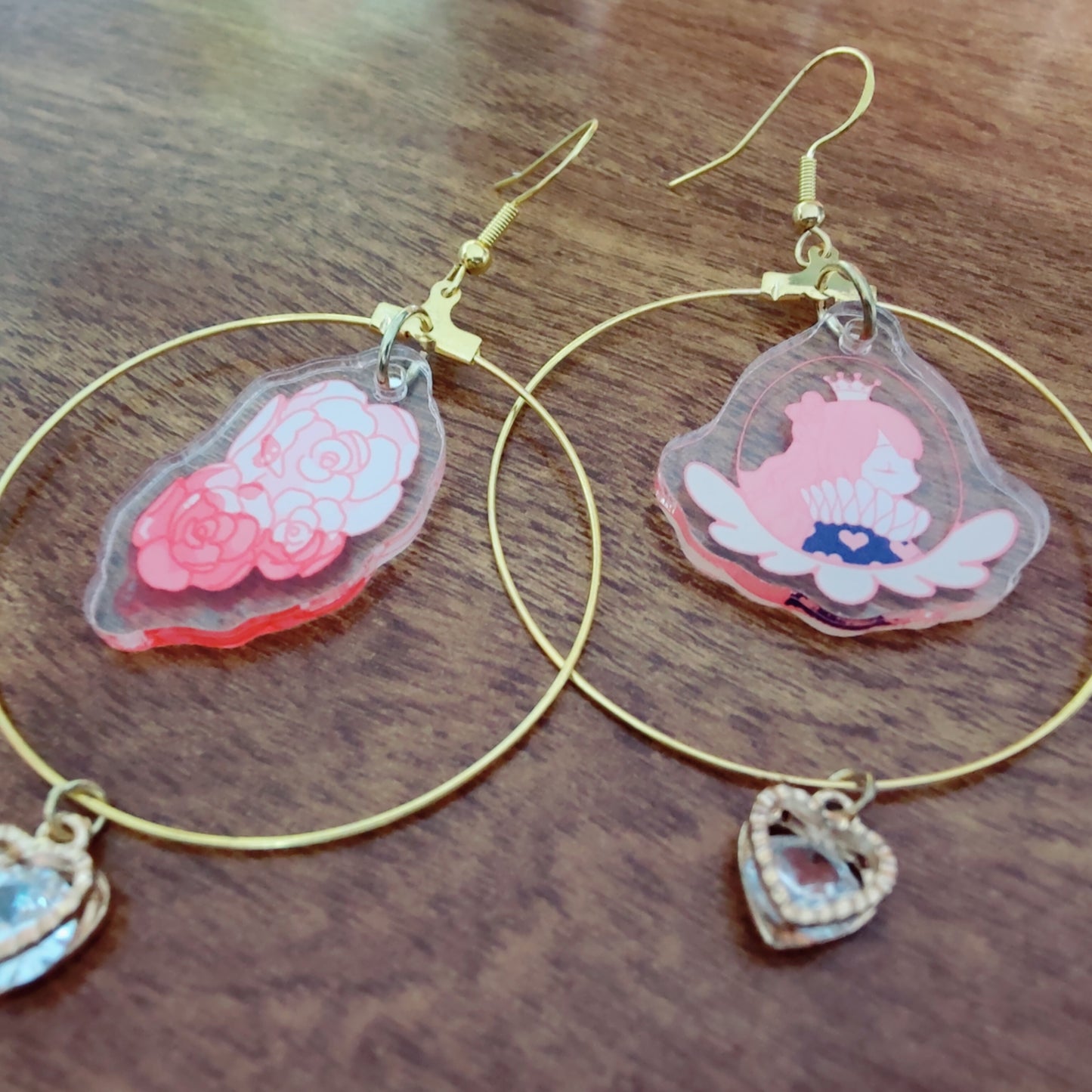 Queen of Hearts Assymetical Hoop Earrings
