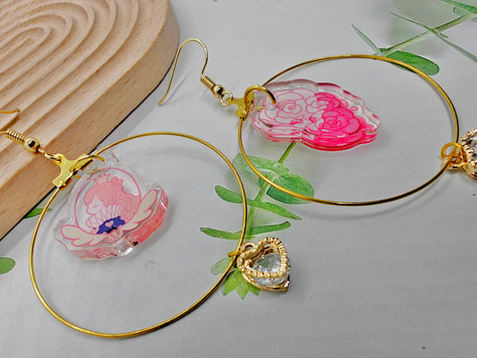 Queen of Hearts Assymetical Hoop Earrings